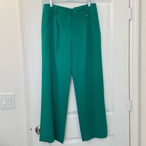 Trina Turk Dress Pants Womens 10 Green Trousers Pleated Front Career Size 10